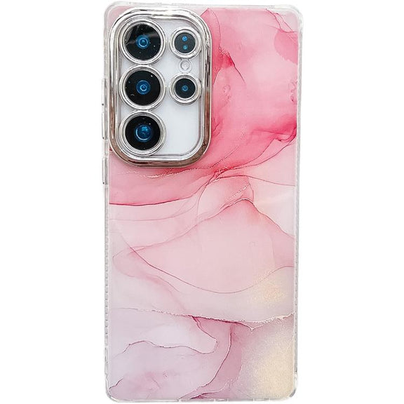 For Samsung Galaxy S25 Ultra 5G Electroplated Marble Texture Phone Case(Pink M2)
