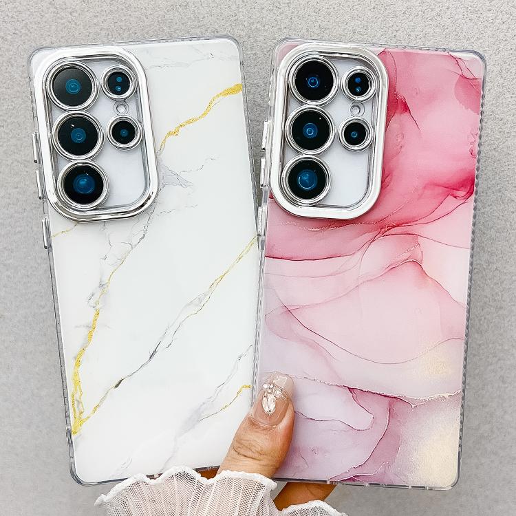 For Samsung Galaxy S25 5G Electroplated Marble Texture Phone Case(Blue Green M9)