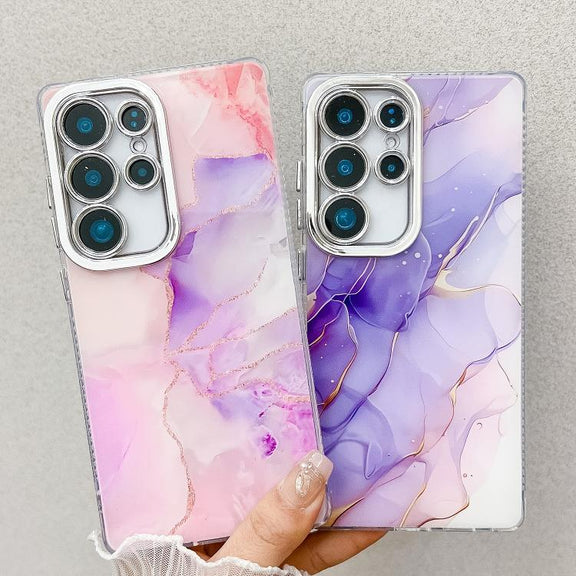 For Samsung Galaxy S25 Ultra 5G Electroplated Marble Texture Phone Case(Red M7)