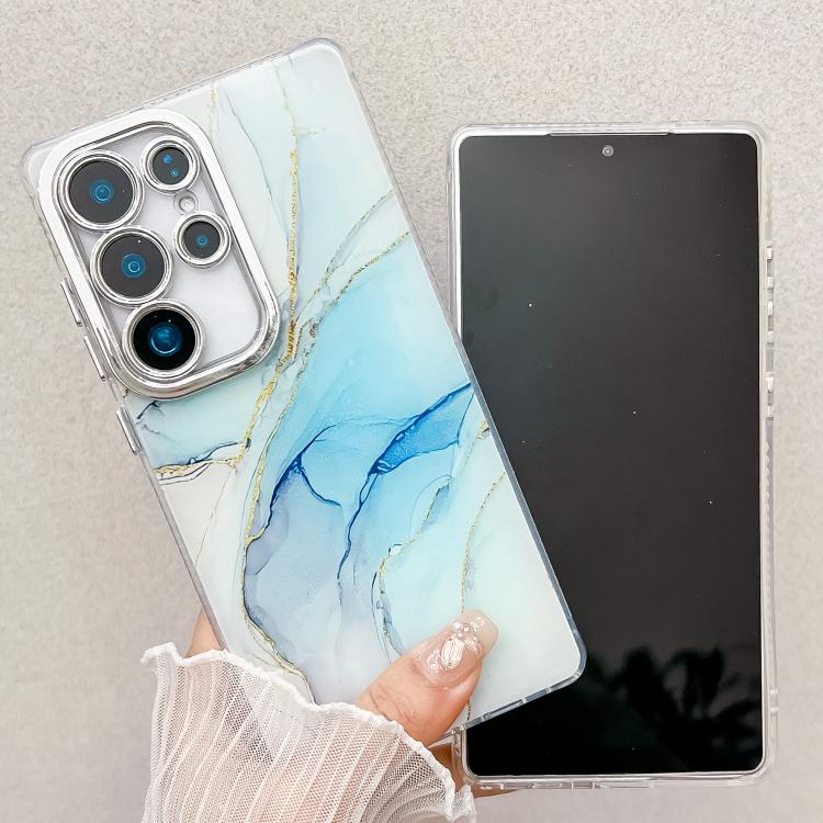 For Samsung Galaxy S25 5G Electroplated Marble Texture Phone Case(Blue M11)