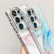 For Samsung Galaxy S25 Ultra 5G Electroplated Marble Texture Phone Case(Red M7)