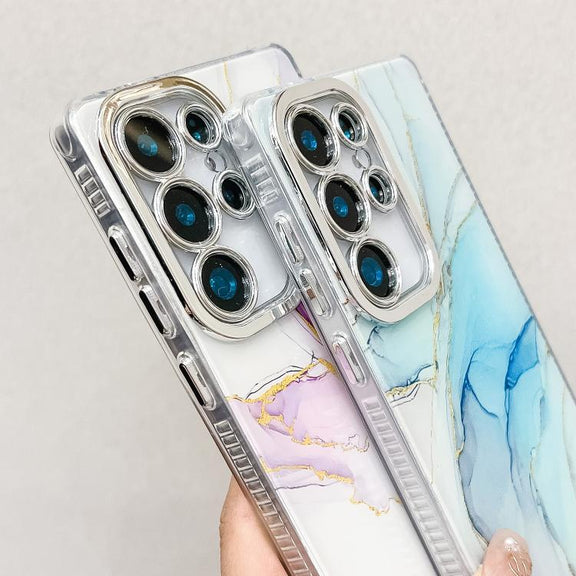 For Samsung Galaxy S25 Ultra 5G Electroplated Marble Texture Phone Case(Red M7)