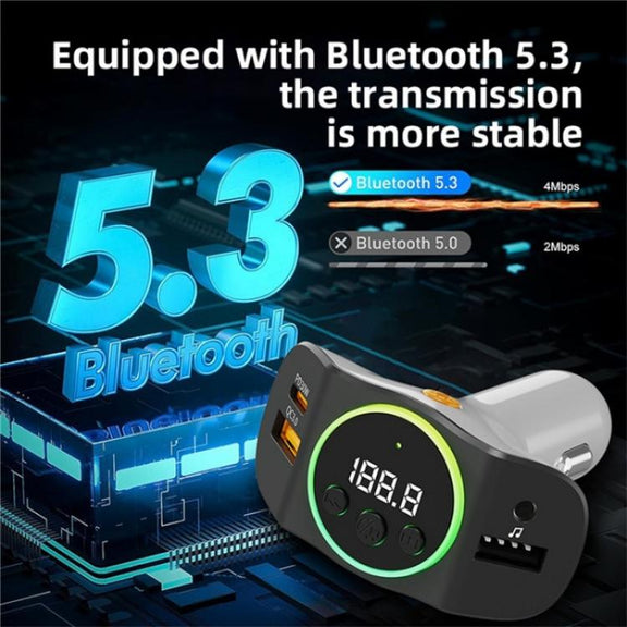 C8 Bluetooth 5.3 Receiver Hands-Free Calling with AUX Port Dual USB Port Car Charger(Black)