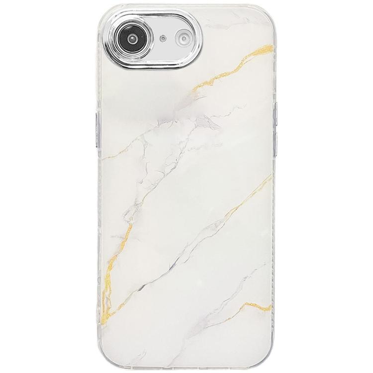For iPhone 16e Electroplated Marble Texture Phone Case(Gold White M1)