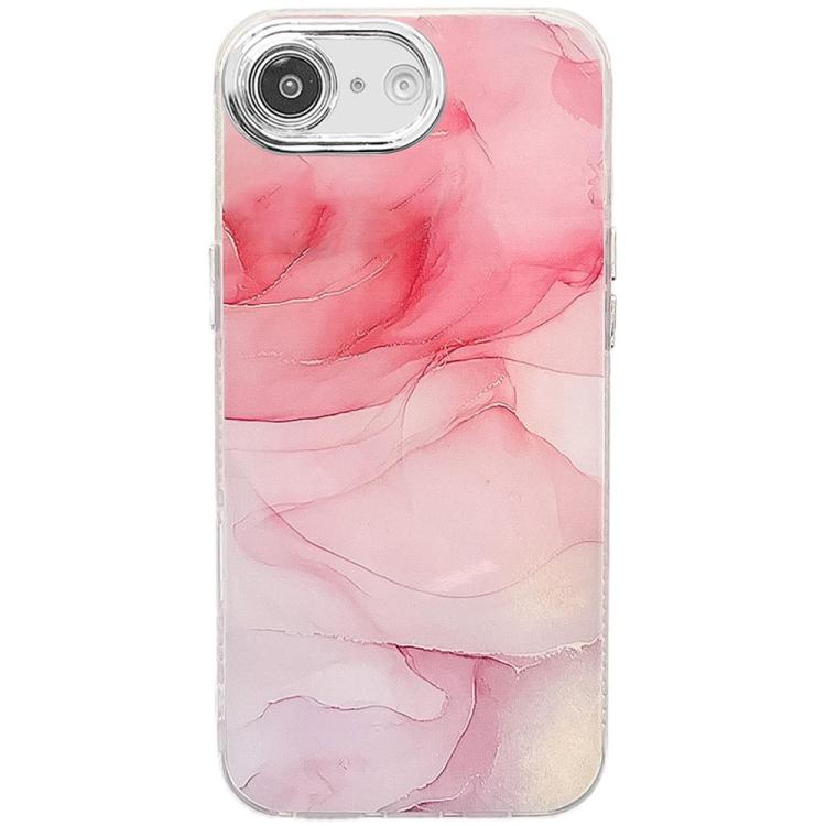 For iPhone 16e Electroplated Marble Texture Phone Case(Pink M2)
