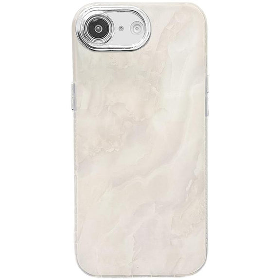 For iPhone 16e Electroplated Marble Texture Phone Case(White M8)