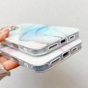 For iPhone 16e Electroplated Marble Texture Phone Case(Dark Blue M16)