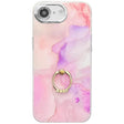 For iPhone 16e Electroplated Marble Texture Ring Holder Phone Case(Pink Purple S4) - iPhone 16e Cases by PMC TechLife | Online Shopping South Africa | PMC TechLife | Buy Now Pay Later Mobicred