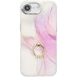 For iPhone 16e Electroplated Marble Texture Ring Holder Phone Case(Light Purple S6) - iPhone 16e Cases by PMC TechLife | Online Shopping South Africa | PMC TechLife | Buy Now Pay Later Mobicred