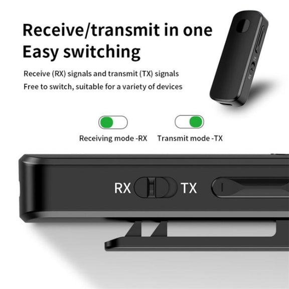 M18 Transmitter Receiver 2-in-1 Speaker Headphone Wireless Car Lapel Clip Bluetooth 5.4 Adapter