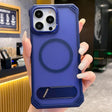 For iPhone 13 Pro Skin Feel Frameless MagSafe PC Phone Case with Fold Holder(Blue) - iPhone 13 Pro Cases by PMc TechLife | Online Shopping South Africa | PMc TechLife | Buy Now Pay Later Mobicred