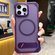For iPhone 15 Pro Max Skin Feel Frameless MagSafe PC Phone Case with Fold Holder(Purple) - iPhone 15 Pro Max Cases by PMc TechLife | Online Shopping South Africa | PMc TechLife | Buy Now Pay Later Mobicred