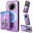 For Huawei Mate 70 Retro Folding Ring Holder Card Bag MagSafe Phone Case(Purple) - Huawei Cases by PMC TechLife | Online Shopping South Africa | PMC TechLife | Buy Now Pay Later Mobicred