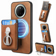For Huawei Mate 70 Pro Retro Folding Ring Holder Card Bag MagSafe Phone Case(Brown) - Huawei Cases by PMC TechLife | Online Shopping South Africa | PMC TechLife | Buy Now Pay Later Mobicred