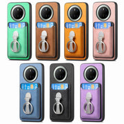 For Huawei Mate 70 Retro Folding Ring Holder Card Bag MagSafe Phone Case(Green)