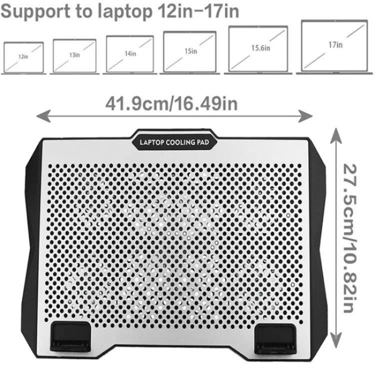 S601 RGB Light Notebook Cooler Adjustable Height Gaming Laptop Cooling Pad