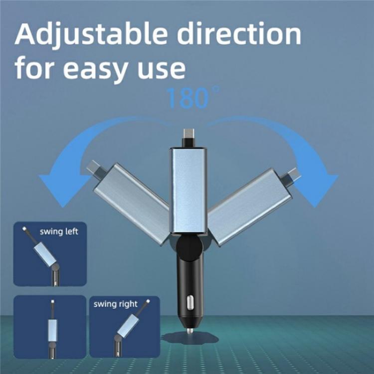 C77 Car Charger FM Transmitter Fast Charging Adapter with PD 30W Extendable Type-C Cable