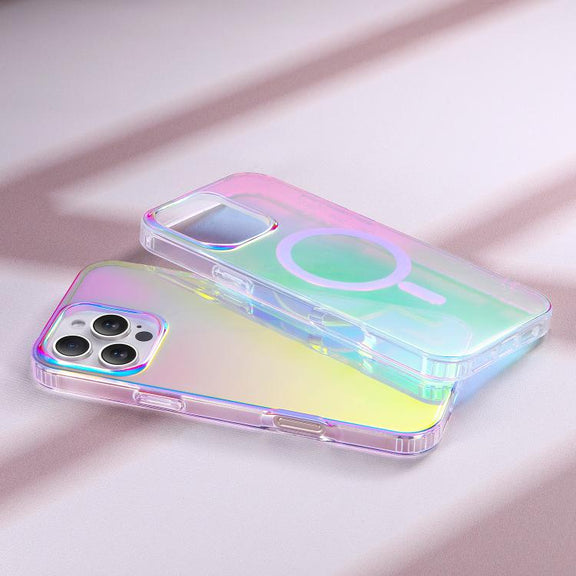 For iPhone 16e Laser Engraved Texture MagSafe Phone Case(Red Light)