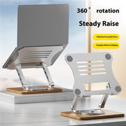 J31 Foldable 360-Degree Rotating Laptop Metal Wood Cooling Stand(Silver)