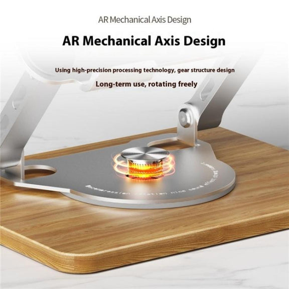 J31 Foldable 360-Degree Rotating Laptop Metal Wood Cooling Stand(Silver)