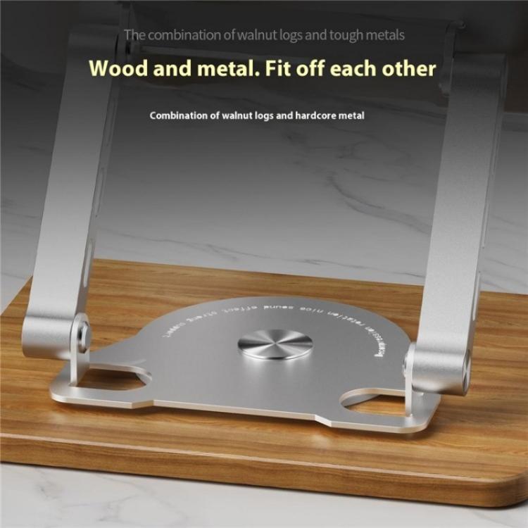 J31 Foldable 360-Degree Rotating Laptop Metal Wood Cooling Stand(Silver)