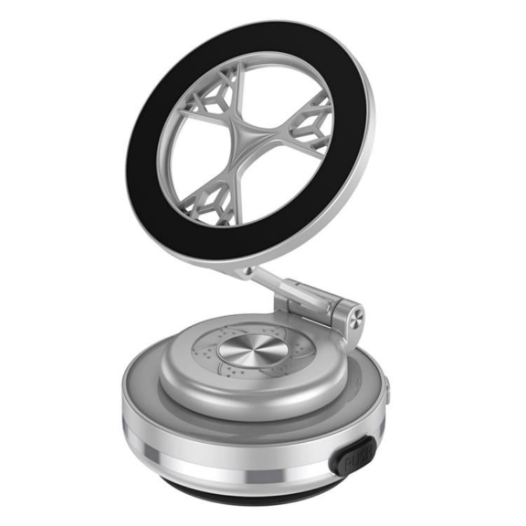 C6 Adjustable Folding Rotating Car Stand Vacuum Suction Cup Magnetic Phone Holder(Silver)