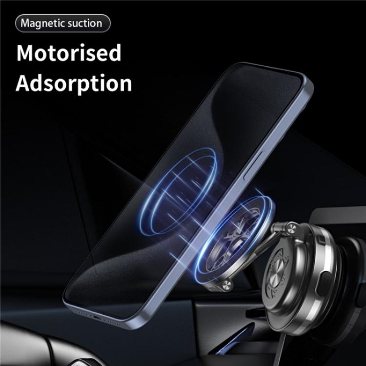 C6 Adjustable Folding Rotating Car Stand Vacuum Suction Cup Magnetic Phone Holder(Silver)