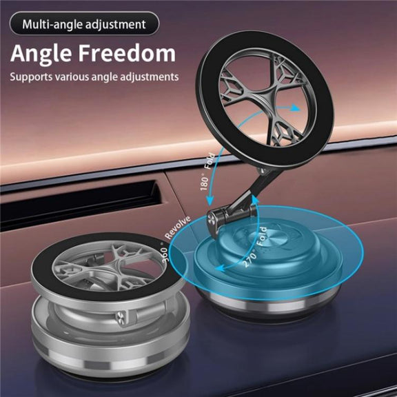C6 Adjustable Folding Rotating Car Stand Vacuum Suction Cup Magnetic Phone Holder(Silver)