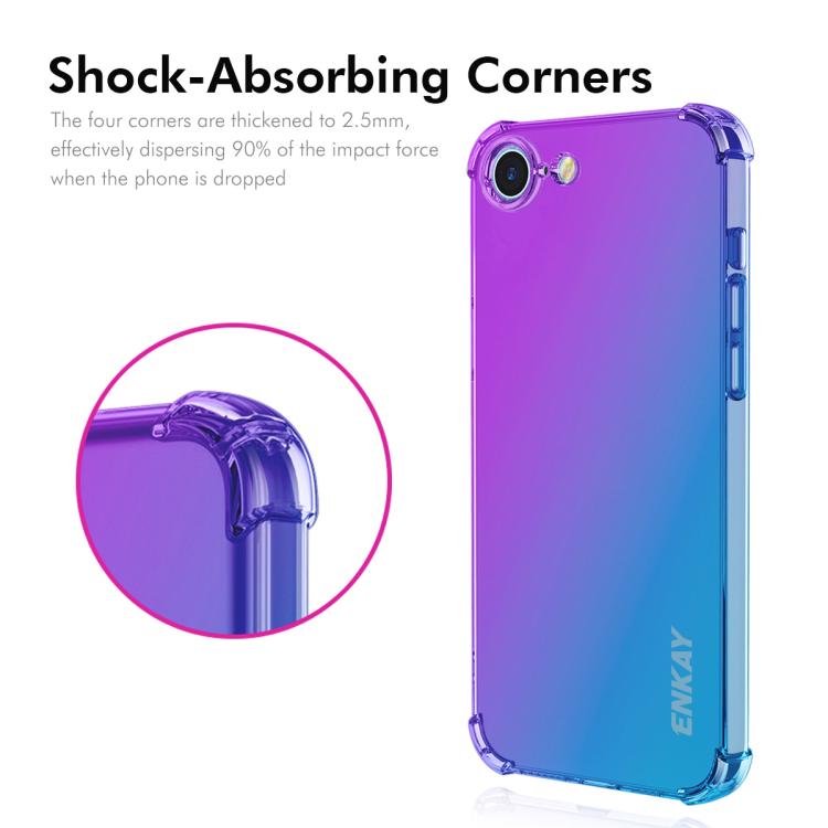 For iPhone 16e ENKAY Hat-Prince Gradient Airbag TPU Phone Case(Blue Pink)