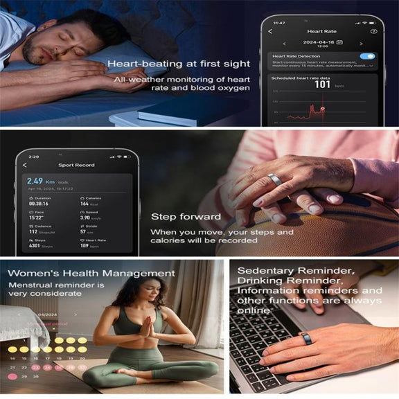R10 SIZE 7 Smart Ring, Support Heart Rate / Blood Oxygen / Sleep / Multiple Sports Modes(Silver)