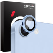 For iPhone 16e NORTHJO Camera Lens Protector CD Metal Ring Tempered Glass Film(Blue)
