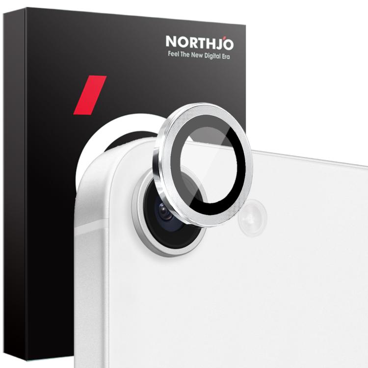 For iPhone 16e NORTHJO Camera Lens Protector CD Metal Ring Tempered Glass Film(Silver)