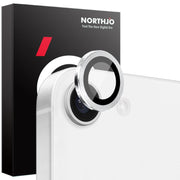 For iPhone 16e NORTHJO Camera Lens Protector CD Metal Ring Tempered Glass Film(Silver)