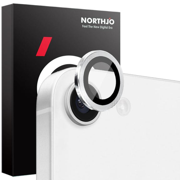 For iPhone 16e NORTHJO Camera Lens Protector CD Metal Ring Tempered Glass Film(Silver)
