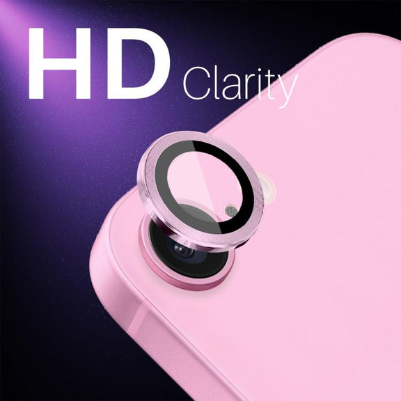 For iPhone 16e NORTHJO Camera Lens Protector CD Metal Ring Tempered Glass Film(Pink)