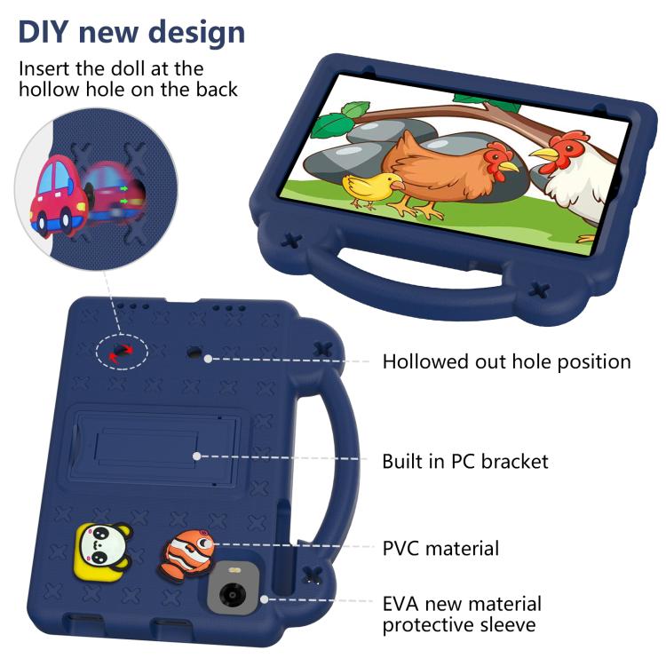For Alldocube iPlay 50 Mini Pro 2023 8.4 Handle Kickstand Children EVA Shockproof Tablet Case(Navy Blue)