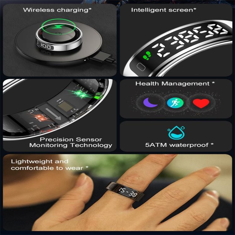 R11 SIZE 9 Smart Ring, Support Heart Rate / Blood Oxygen / Sleep / Multiple Sports Modes(Black)