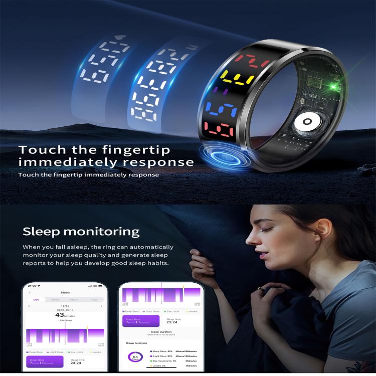 R12 SIZE 12 Smart Ring, Support Heart Rate / Blood Oxygen / Sleep / Multiple Sports Modes(Gold)