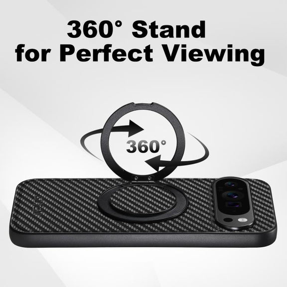 For Google Pixel 8 Pro Suteni G3 Carbon Fiber Leather 360 Rotation Holder MagSafe Phone Case(Black)