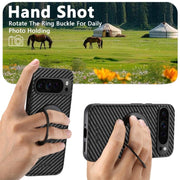 For Google Pixel 6 Suteni G3 Carbon Fiber Leather 360 Rotation Holder MagSafe Phone Case(Black)