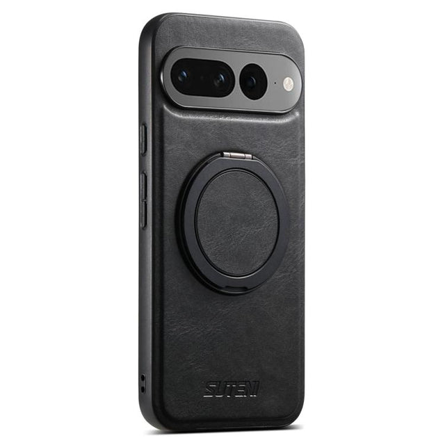 For Google Pixel 7 Pro Suteni G3 Suteni G3 Oil Wax 360 Rotation Holder MagSafe Back Phone Case(Black)