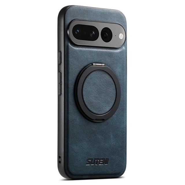 For Google Pixel 7 Pro Suteni G3 Oil Wax 360 Rotation Holder MagSafe Back Phone Case(Blue)