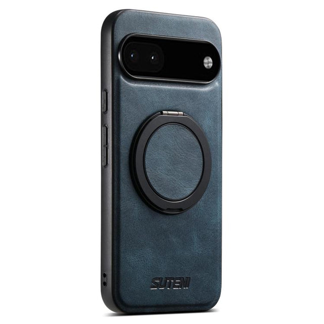 For Google Pixel 6a Suteni G3 Suteni G3 Oil Wax 360 Rotation Holder MagSafe Back Phone Case(Blue)