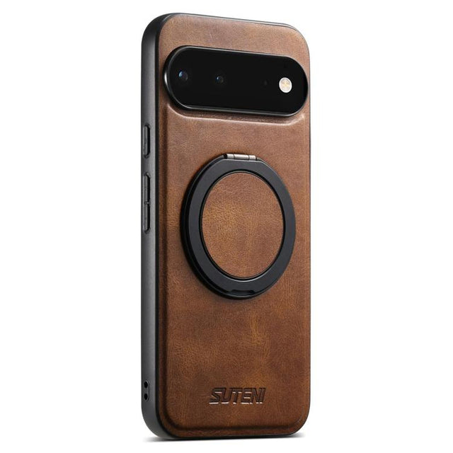 For Google Pixel 6 Suteni G3 Oil Wax 360 Rotation Holder MagSafe Back Phone Case(Brown)