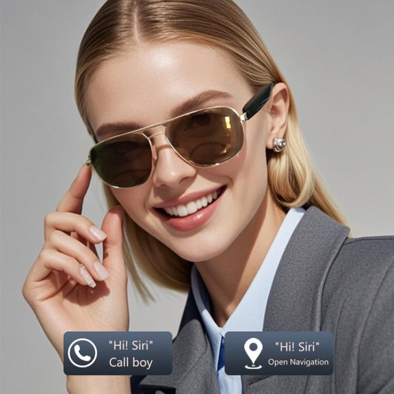 GS02 Smart Glasses, Support Voice Assistant / Bluetooth Call / Remote Control Photography(Brown)