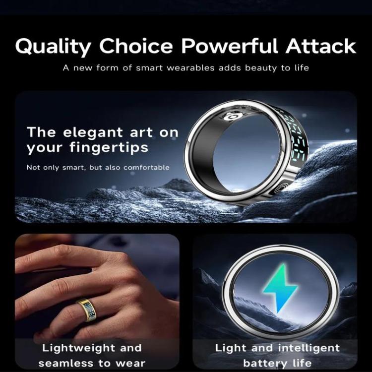 SR08 SIZE 11 Smart Ring, Support Hand Gestures Control / Wellness Tracking / Multiple Sports Modes(Silver)