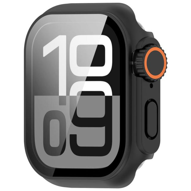 For Apple Watch Series 6/5/4/SE/SE2 40mm Change to Ultra 49mm Tempered Film Integrated PC Button Watch Case(Black)