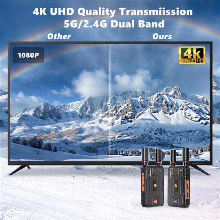 VRRIIS 097PRO Outdoor Live Streaming Audio Video Wireless Transmitter Receiver 4K HD Extender, Plug:UK Plug