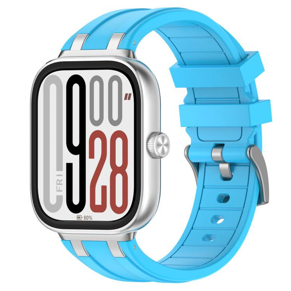 For Redmi Watch 5 / Xiaomi Smart Band 9 Pro Silver Metal Connector Silicone Watch Band(Sky Blue)