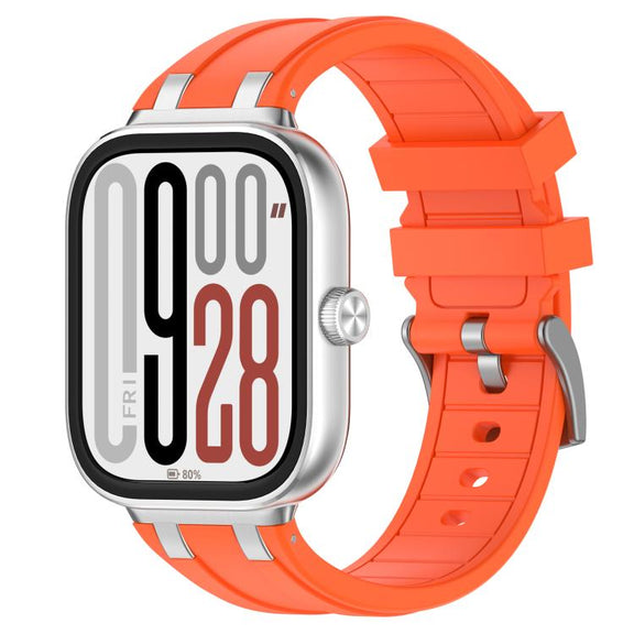 For Redmi Watch 5 / Xiaomi Smart Band 9 Pro Silver Metal Connector Silicone Watch Band(Orange)